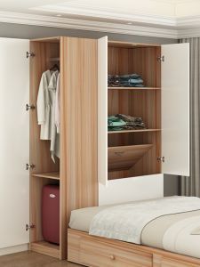 Solid Wood Bed Tail Wardrobe Kids Wardrobe Small Apartment Side Push-Pull Side Door Ecological Board Gap Bedside Locker
