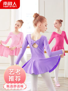 Childrens Dancing Clothes Girls Ballet Exercise Clothing Long Sleeve Autumn and Winter Dance Skirt Dancing One-Piece Chinese Classic Dance Clothing