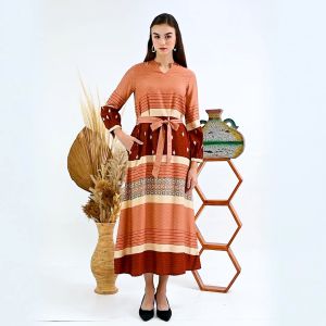 NMoutlet - Gamis Print Orange Abstract: Desain Elegan & Nyaman untuk Acara Formal