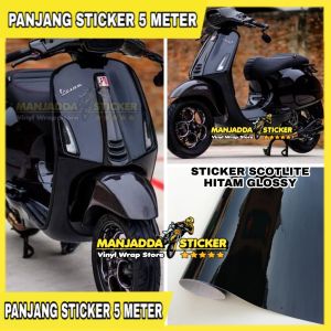 STIKER SKOTLET MOTOR WARNA HITAM GLOSSY PANJANG 5 METER