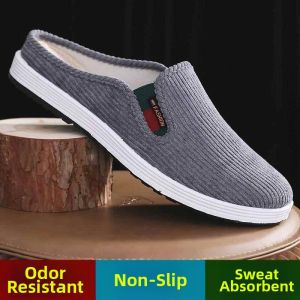 PH | Slip Resistant Odor Preventing Wear Resistant Breathable Mens Slippers Half Toe No Back