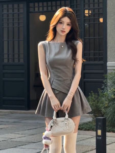 LIRENQING | French Vintage Sleeveless A-Line Slimming Short Dress