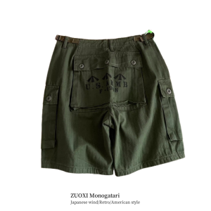 Summer 2024 New Arrival American Casual Overalls Pants Mens Plus Size Loose Pockets Trendy Amekaji Cropped Pants