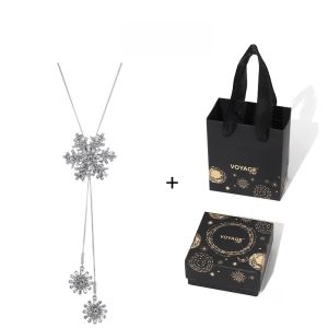 สร้อยคอโซ่เสื้อกันหนาวแบบหมุนได้พร้อมจี้หิมะ Zirconia สำหรับผู้หญิง เครื่องประดับหรูหราขนาดเล็ก โซ่ตกแต่ง โซ่หิมะ โซ่เสื้อกันหนาว