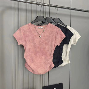 MISHANGYICHU | Tie-dye Design Small Batch Short Sleeve T-Shirt Slim Fit Summer Short Style Petite Color-block