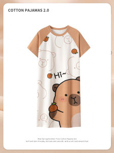 Summer Girls Short Sleeve Sleep Dress Comfortable Loose Cotton Pyjamas Home Clothes  Style Pure Cotton Nightgown