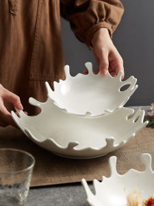 Bát Đựng Salad Trái Cây Hình San Hô Sang Trọng Cho Nhà Hàng Khách Sạn Hình Học Không Đều Phong Cách Nhật Bản Bát Sứ Màu Trơn