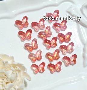 10pcs manik kaca kupu premium butterfly glass beads