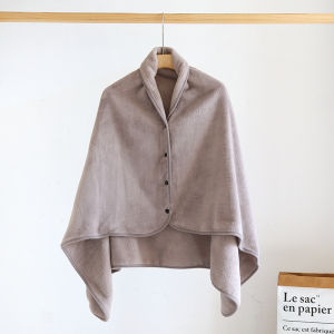 Fall and Winter Flannel Shawl for Women Fleece-lined Thick Coral Fleece Heattech Shawl Double-Sided Velvet Buckle Cover Blanket Small Quilt