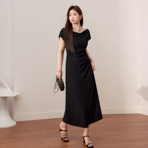 LANYU | Slimming Black A-Line Dress