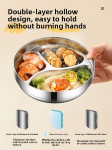 YONGLE | Stainless Steel Insulated Compartment Plate for Children with Suction Fixation