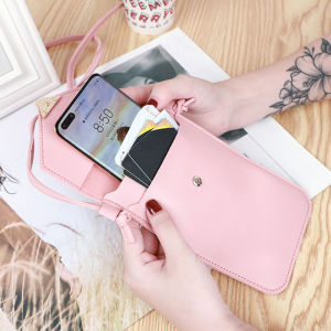 Kstyle Women Fashion Retro Simple Heart Shaped PU Leather Shoulder Crossbody Small Multifunctional Sling Bag Travel Casual Handphone Bag Mobile Phone Bag - 8128