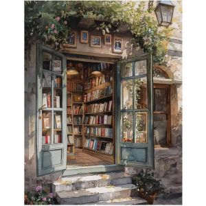Painting By Numbers Bookstore Adult Oil Kit DIY Acrylic Paint Canva Artwork Canva Art Gift Home Decoration