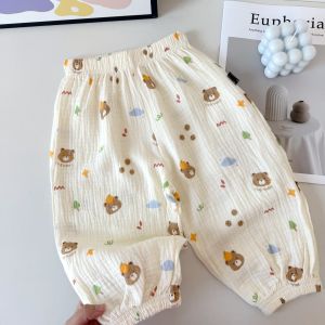 Cute Childrens Mosquito-Resistant Cotton Pants Breathable Soft Elastic Waist Long Trousers for Boys And Girls Summer New Arrival