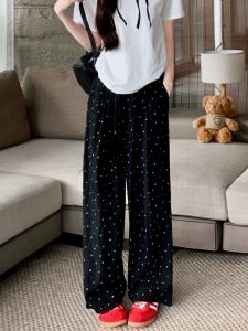 American Style Summer Thin Casual Pants High Waist Wide Leg Pants Commute Style Loose Fit Trousers for Women