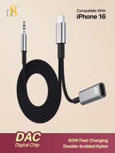D8 USB C to 3.5mm Headphone and Charger Adapter2 in 1 USB C to Aux Audio Jack with PD 60W Fast Charging Dongle Cable CordCompa