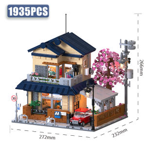 City Architecture 1935Pcs Japanese Style Villa Cherry Blossom Tree Building Blocks Sakurafall Town Villa MOC Bricks Toy Kid Gift