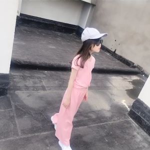 2PCS Terno Set For Kids Girl Children Short Sleeve Top And Wide-Leg Pants Casual Loose Summer Suits Girls Clothing7-16Yrs