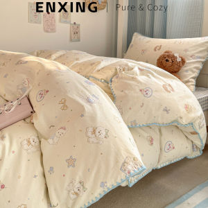 ENXING | Bộ Đồ Chăn Ga Gối Bằng Cotton Sạch Cho Ký Túc Xá và Trẻ Em