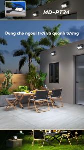 Đèn Pha Led Cảm Biến Chuyển Động Ngoài Trời Năng Lượng Mặt Trời MODI SOLAR Có Cổng Sạc USB