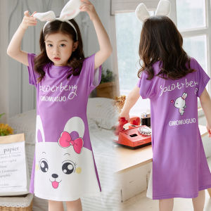 Váy Ngủ Mùa Hè Cho Bé Gái Tay Ngắn Váy Ngủ Trẻ Em Váy Ngắn Mùa Hè Áo Khoác Điều Hòa Không Khí Cho Bé Gái Quần Áo Mặc Nhà