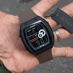 SKYMAX 2209 JAM Tangan Original Wateresis Strap Tali Rubber Pria Wanita Diameter 45 mm Free Baterai Cadangan (Andre What 97)