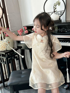 Princess Style Girls Summer Dress New Chinese Style Cheongsam Skirt Childrens Clothing Traditional National Fashion Kids Dress