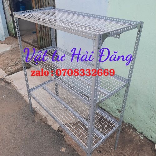 kệ sắt v lỗ 2 Tầng (Rộng 20cm) Vỉ lưới sắt ô vuông,Dài Cao nhiều kích thước