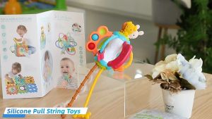 Goodway 3 in 1 UFO Finger Toy Montessori Pull String Early Education Busy Kids Toys Silicone Teether Music Game Mainan Jari