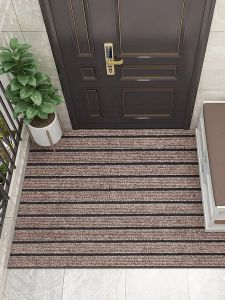 60*40cm Seven Stripe Entry-Level Household Anti-Skid PV Floor Mat Washable Non-slip Kitchen Mat Doormat Entrance Brown Runner