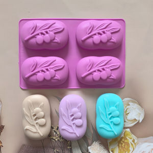 1pc 4-cavity olive tree shaped soap silicone mold DIY classic handmade silicone mold for craft soap making supplies