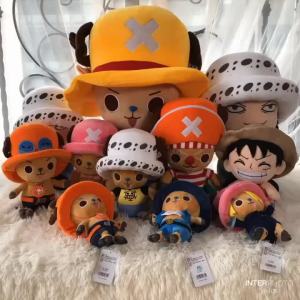Bandai | One Piece Plush Toys Monkey D Luffy Ace Law Soft Stuffed Dolls Tony Tony Chopper Cos Sanji Sabo Buggy Birthday Gift 8/12 inches