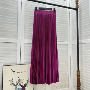 High Waist Long A-Line Pleated Skirt Fall New Style for Tall Women Elegant Draping Midi Skirt Polyester Fiber Non-Stretch