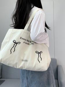 Large Capacity Canvas Tote Bag Womens Yoga Sports Bag Commuter Bag Soft Handle Summer 2024 Fashion Korean Style Handbag