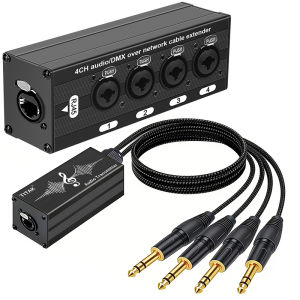 RJ45 Cat5 Cat6 to 4 Channel XLR Audio Extender Male Female DMX512 Signal Extender for Live Stage Sound Lighting Recording Studio