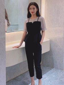 Slimming Fashion Set 2025 Summer New Style Shang Feng Blouse Pants Two-Piece Suit Elegant Slimming Pants Polyester Blend