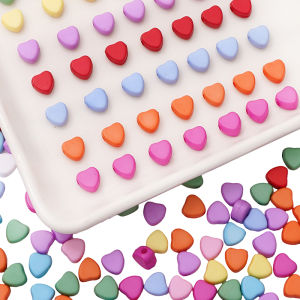 50Pcs 7mm Fashion Acrylic Solid Color Heart Beads for Bracelet Necklace Earring DIY Jewelry Craft Making Accessories Loose Beads