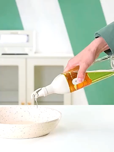 500MLKitchen Glass Oil Bottle Seasoning Bottle Set with Wooden Rack Oil Pot Condiments Bottle Set Leak-Proof Soy Sauce Vinegar Sesame