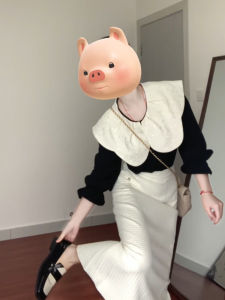 French Style Color Block Shirt And Skirt Set Womens Autumn Fashion Casual High Waist Long Sleeve Doll Collar plus Size Outfit