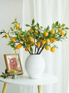 Artificial Apricot Flower Branch Home Decorative Ornaments Living Room Entrance Table Centerpiece Dry Flower Fake Fruit Decoration