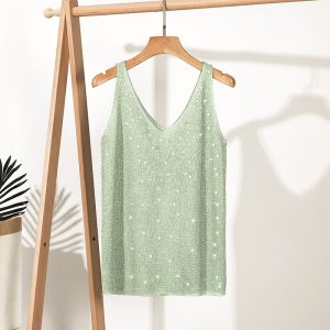 Áo Ba Lỗ Dệt Kim Rộng Rãi Cổ Chữ V Thời Trang Cho Nữ Mùa Hè Áo Ba Lỗ Lót Lót Bên Trong Áo Ba Lỗ Thời Trang