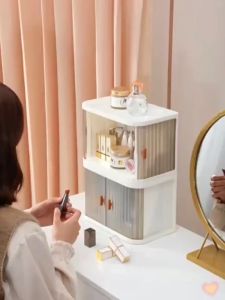 Cosmet Storag Box Dresser Organizer Box with Lid Makeup Organiser Dust-proof Jewelry Bathroom Dressing Table Sundries Container