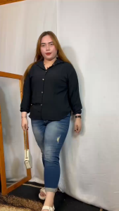 KEMEJA CRIKLE POLOS KACING GOLD | UKURAN 3XL XXXL XXL XL L M - ATASAN KEMEJA JUMBO WANITA