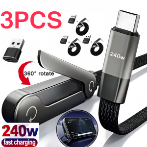 3/1PCS Foldable Charging Cable With Integrated Stand Fast Charging Cable Phone Tablet 240W Ultra-Fast Data Cable Phone Holder