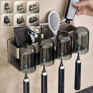 1pc Metal Toothbrush Storage Rack Wall-mounted U-shaped Card Slot Electric Toothbrush Holder Razor Cup Shelf Bathroom Organizer