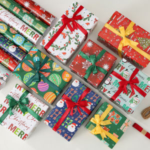 50x70cm Christmas Gift Wrapping Paper Flower Bouquet Packing Copperplate Paper DIY Christmas New Year Party Packaging Decoration
