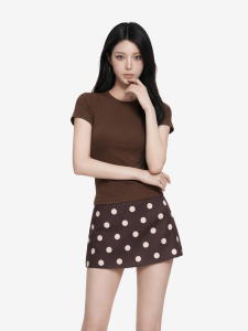 qiaocong | Stylish Skinny Girl Short Sleeve T-Shirt With Skirt Set