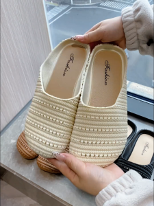 Size 36-41 Womens French Breathable Slippers Roman Hollow Sandal Thick Soled School Student Shoes
