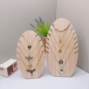 Scalloped Detachable Wood Ornament Jewelry Display Stand Necklace Wooden Multiple Necklace Pendant Display Holder