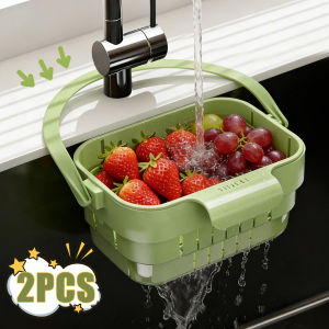 Foldable Sink Strainer Basket Hanging Over the Sink Colander Food Residue Filter for Kitchen Vegetable Fruit Washing Baskets Space Saving